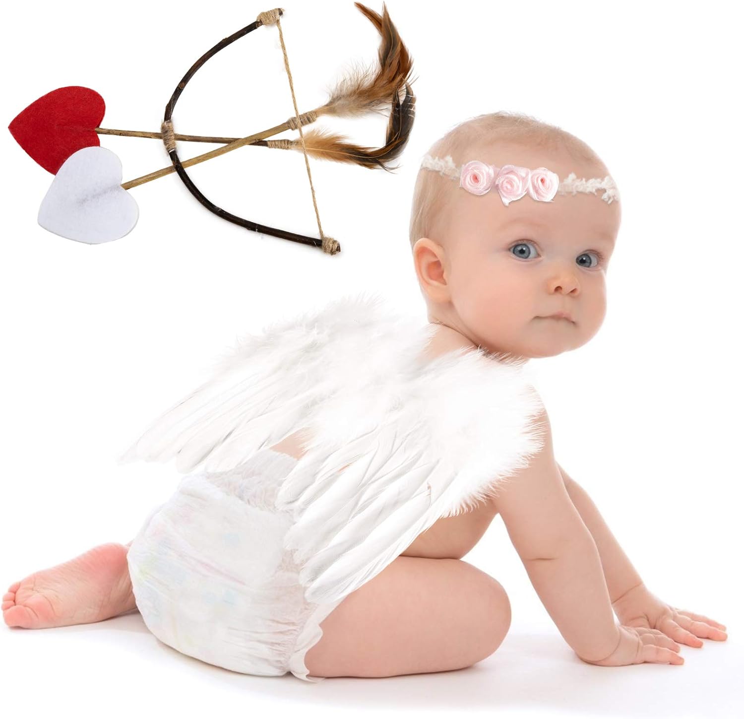 AMOR PRESENT Baby Angel Wings Costume Set 5PCS