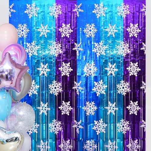 Winter Princess Party Decorations 2 Pack Tinsel Foil Curtains