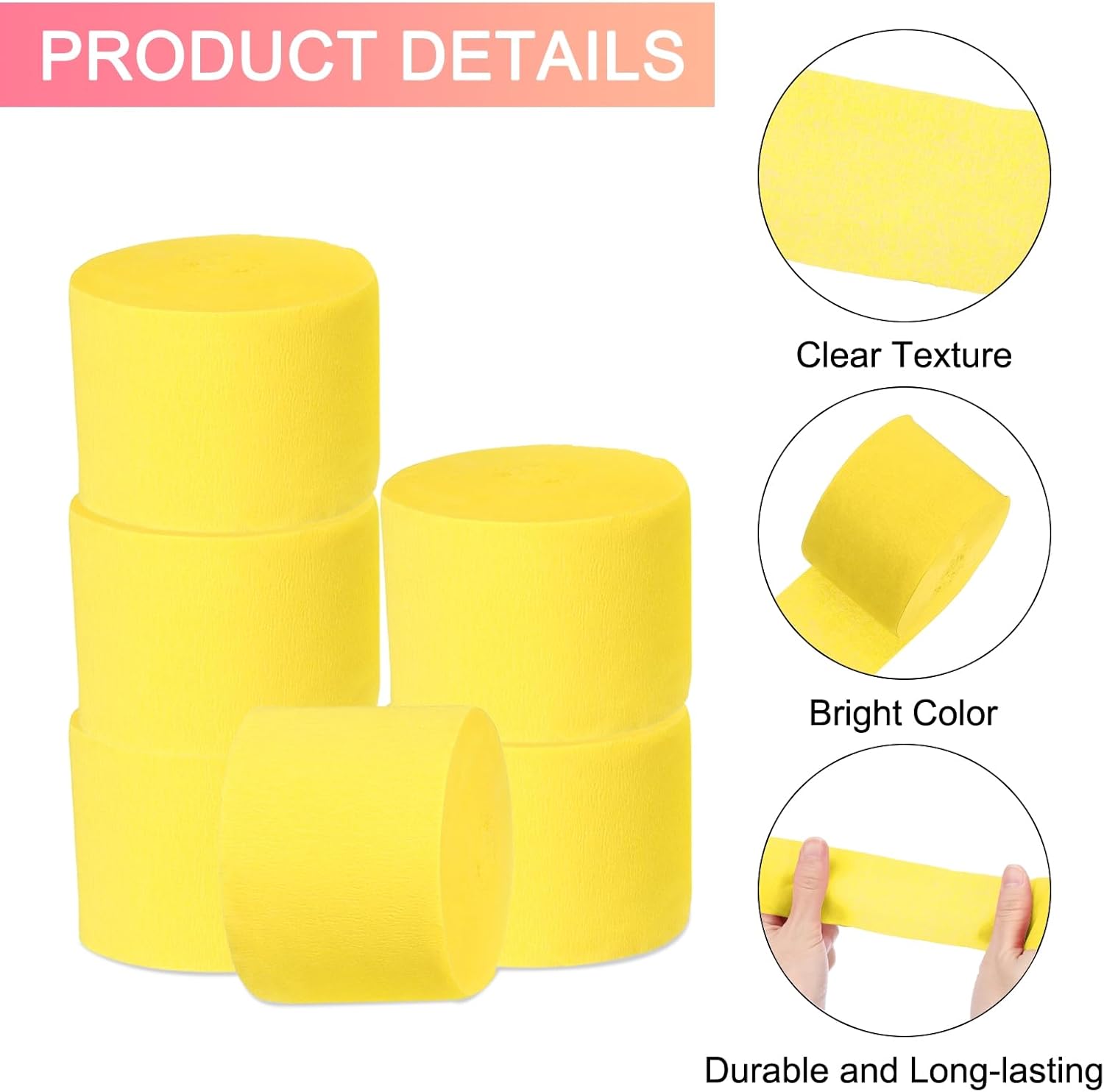 Uxcell Yellow Crepe Paper Streamers 10 Rolls 82 Feet