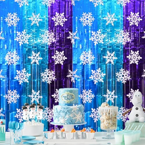 Winter Princess Party Decorations 2 Pack Tinsel Foil Curtains