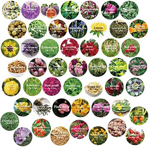SACATR Dried Flowers 50 Bag Natural Herb Kit for Crafts