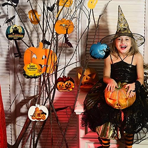 Blulu 24 Pcs Fall Wooden Pumpkin Cutouts for DIY