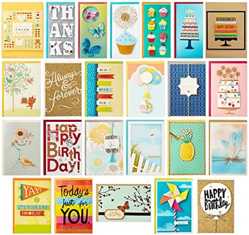 Hallmark Assorted Greeting Cards Set with Organizer Pack of 24