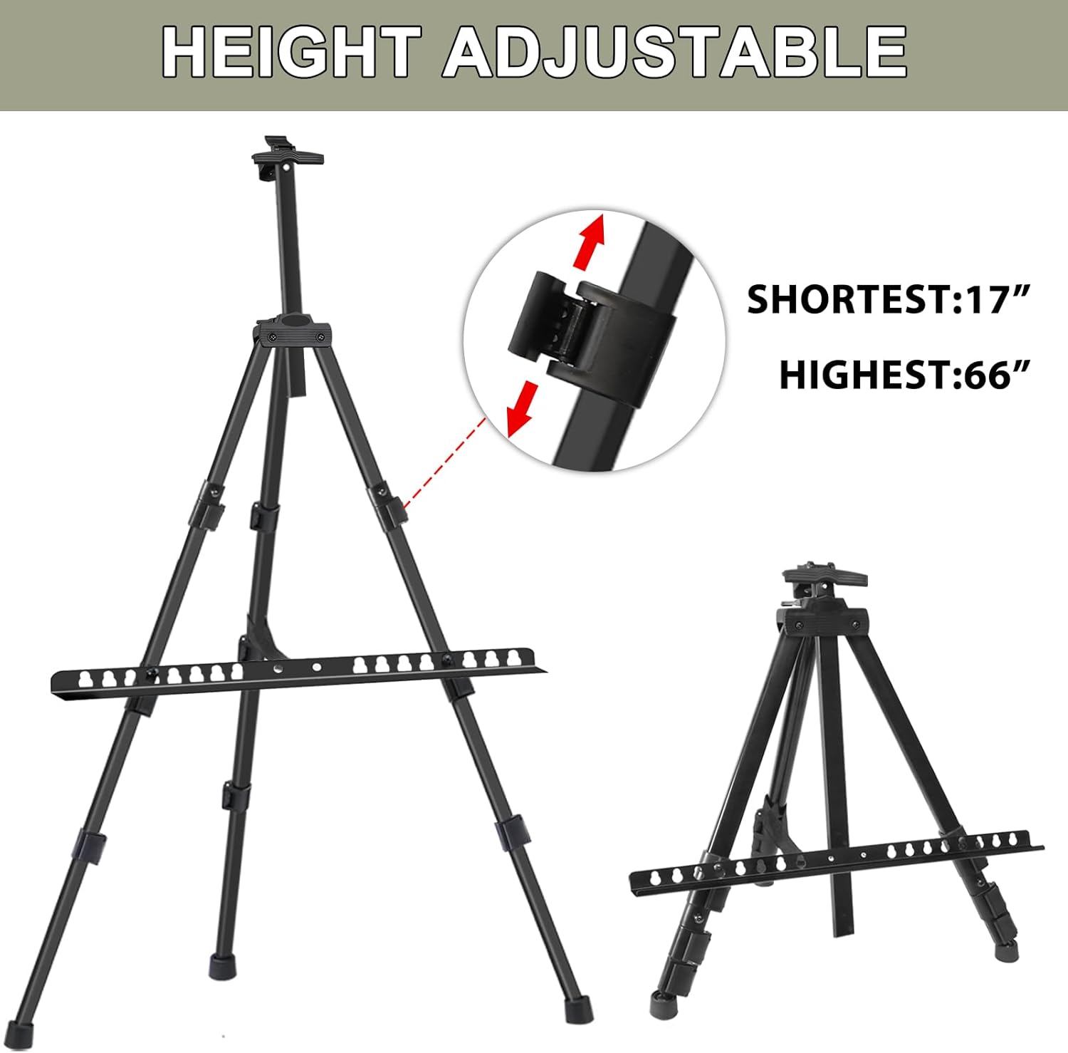 Portable Art Easel Stand - 4 Pack Black Metal