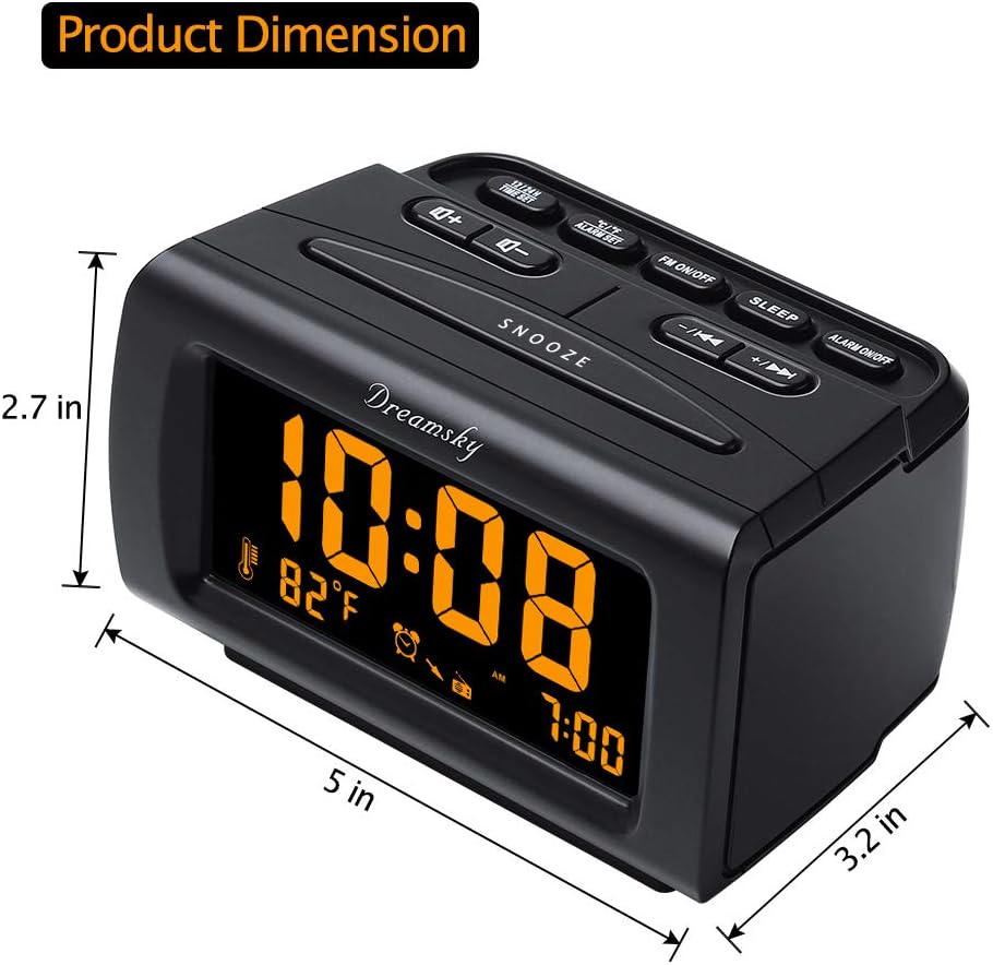 DreamSky Alarm Clock Radio with Bright Display and USB Port