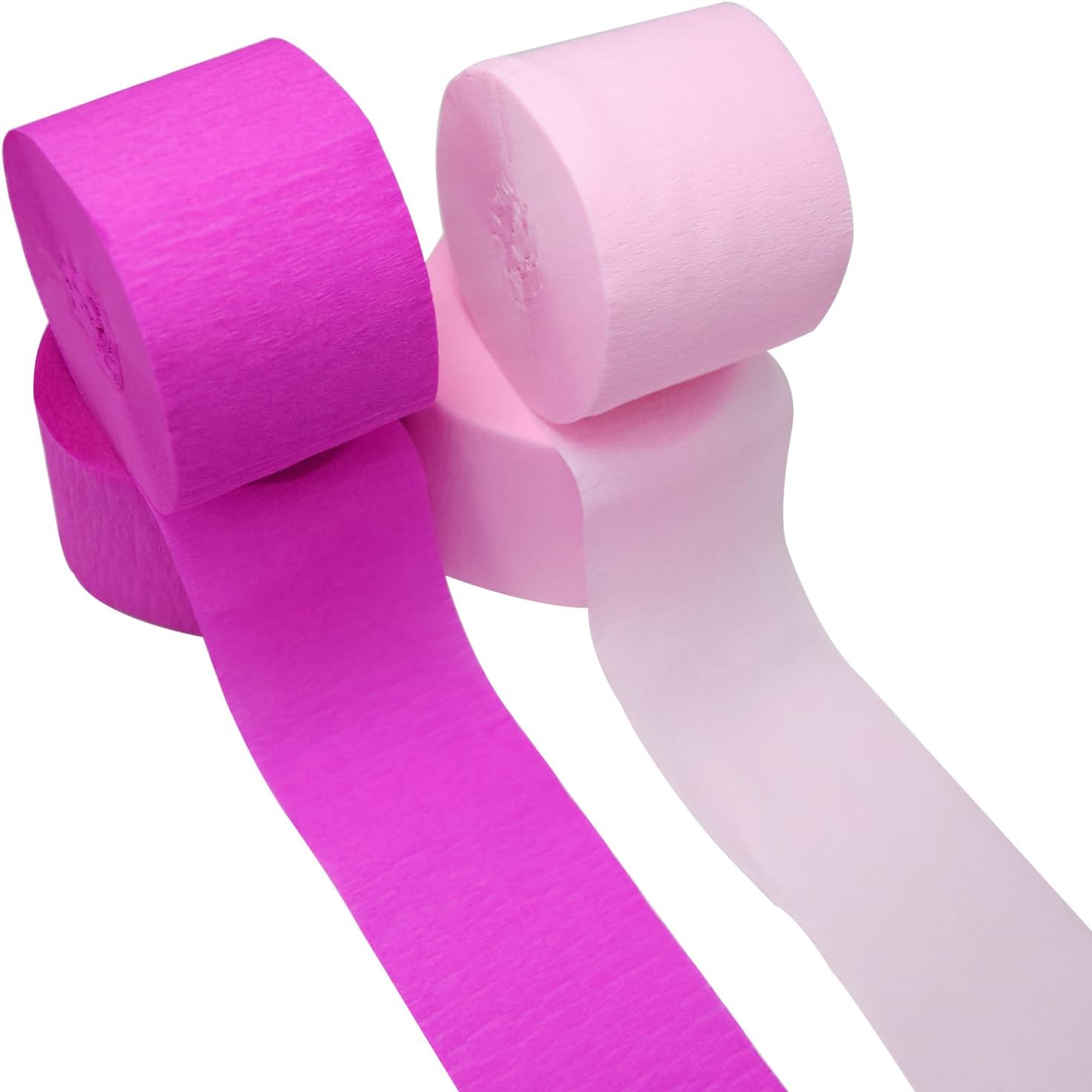 Humyeam Crepe Paper Streamers 4 Rolls 328ft Light Pink and Rose Red