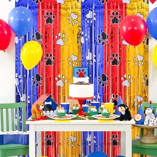 Paw Birthday Decorations 2 Pack Gold Red Blue