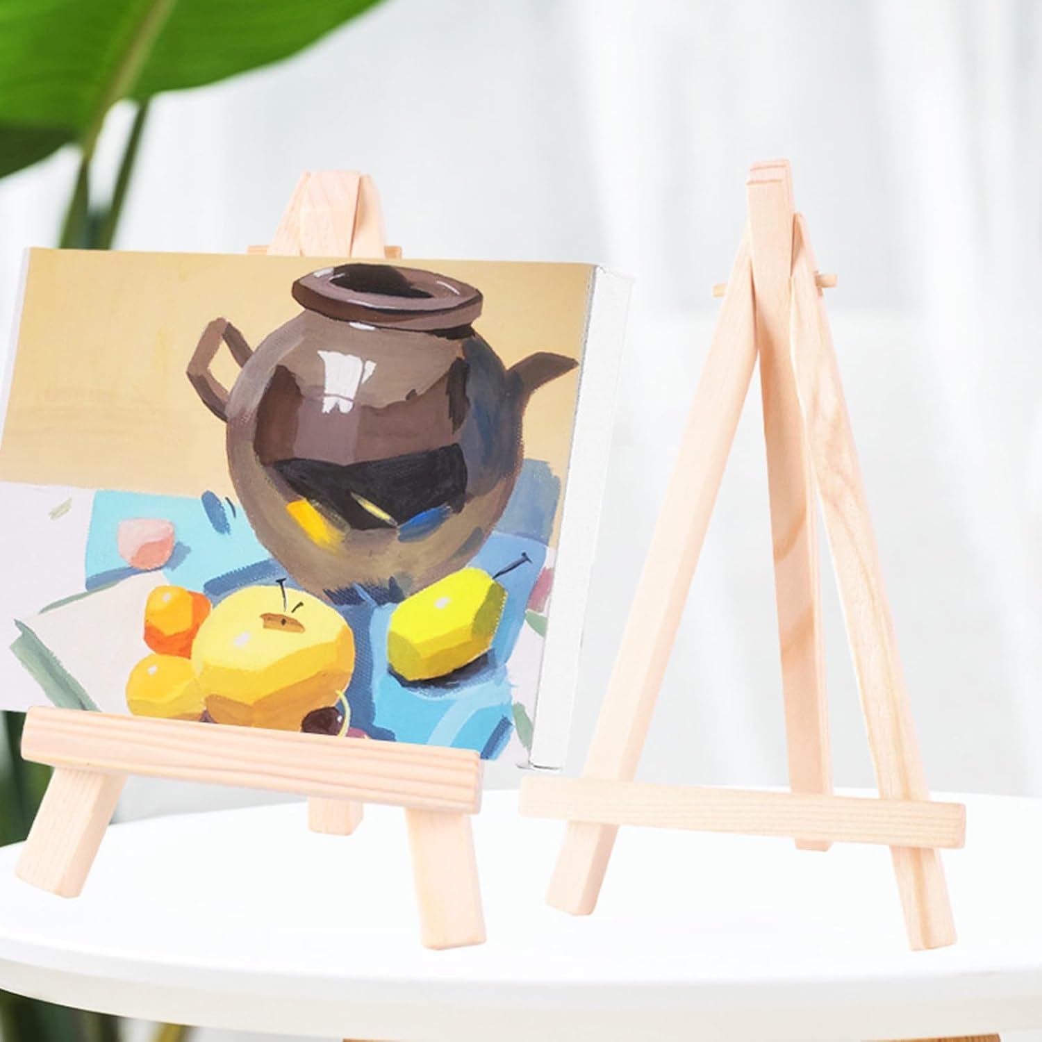 60 Pcs Mini Wooden Easel Stand for Art Displays