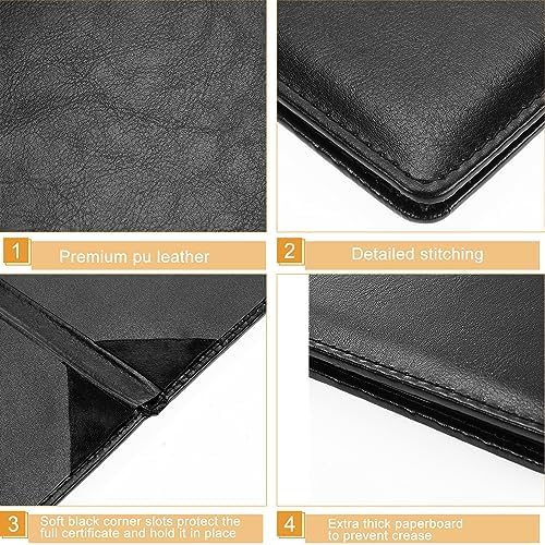 Tenare PU Leather Certificate Holders 3 Pcs Black