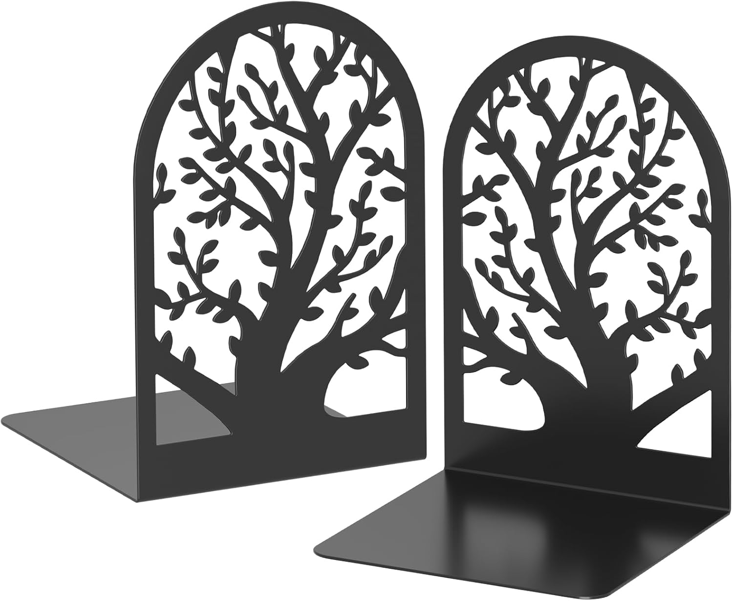 VFINE Tree Bookends 1 Pair Black Metal for Shelves