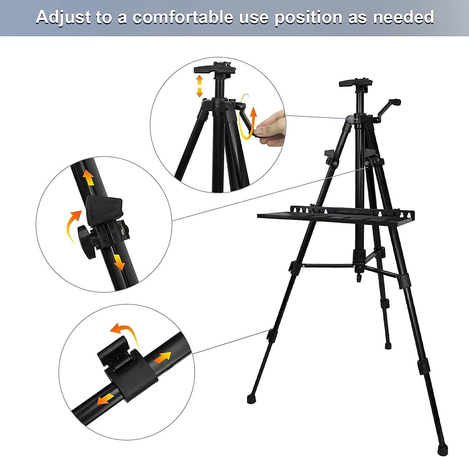 Adjustable Artist Easel Stand with Tray and Carry Bag