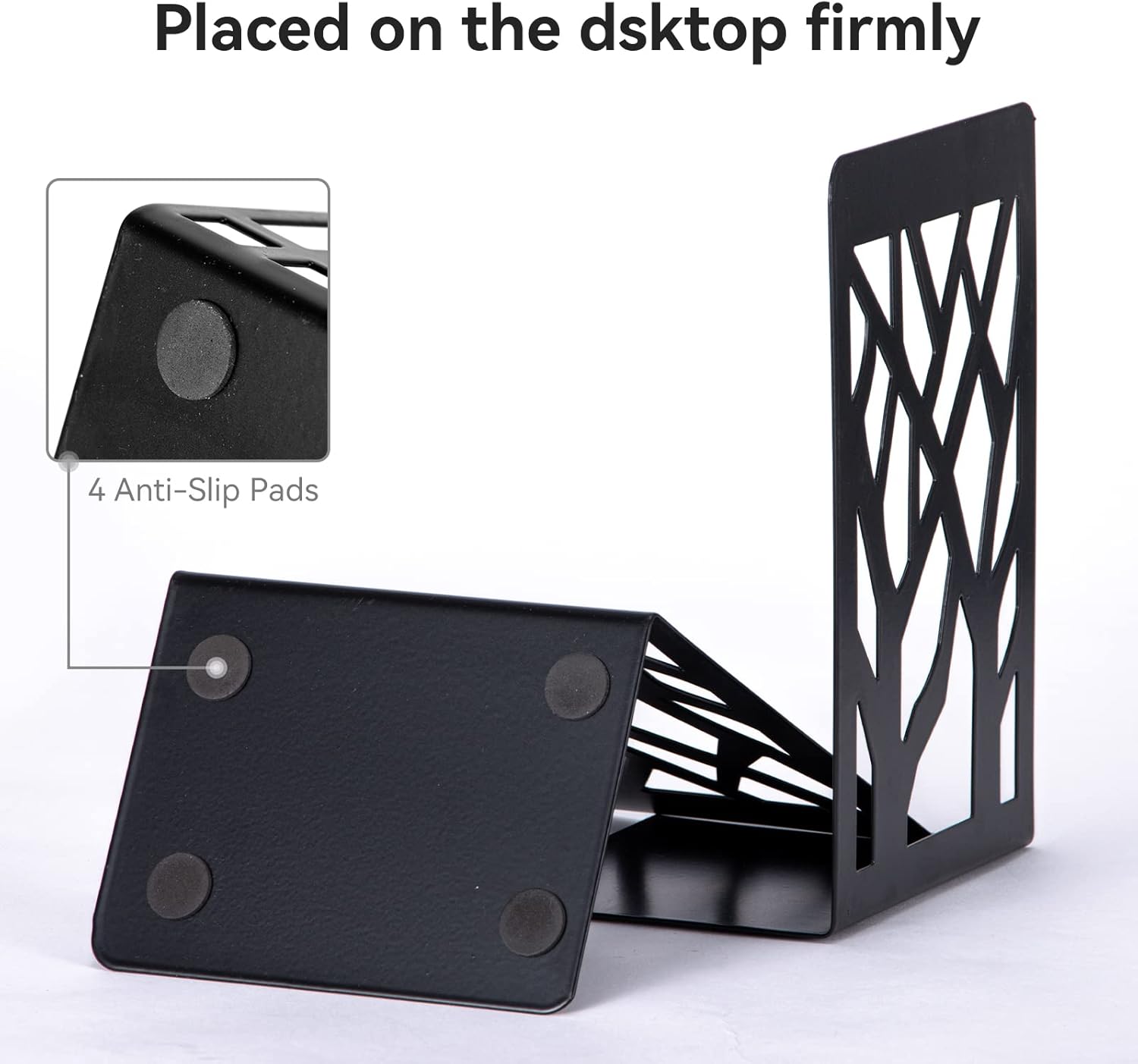 Heavy Duty Metal Bookends Black 1 Pair