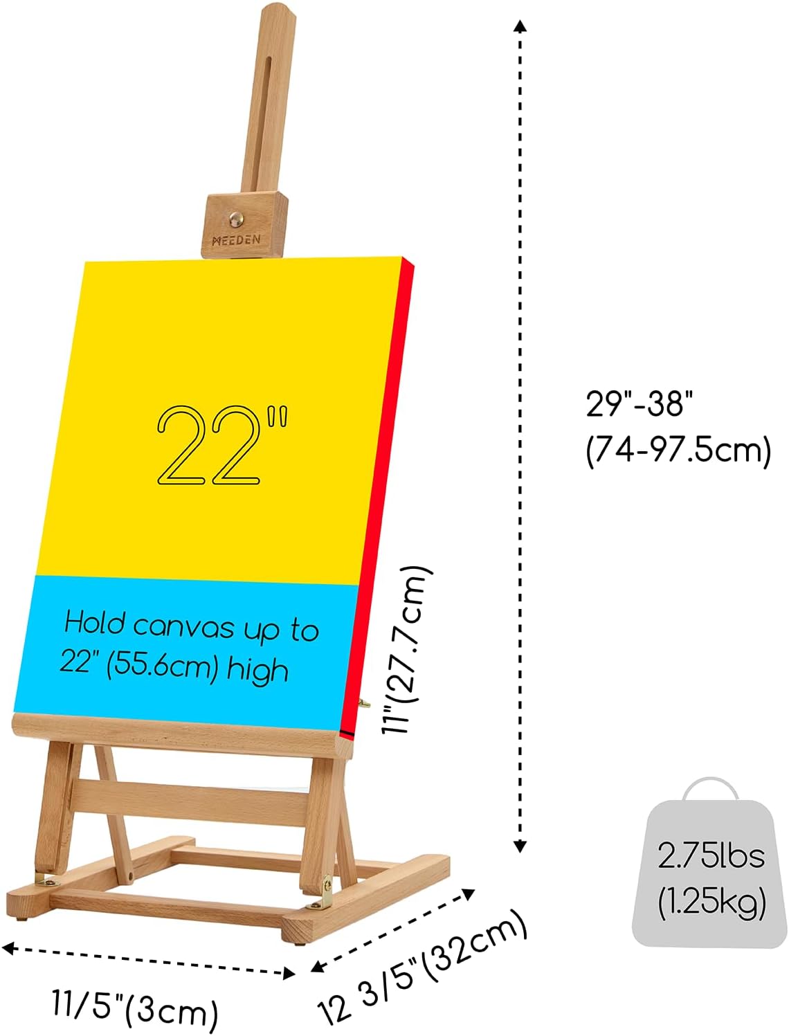 MEEDEN Large Wooden H-Frame Easel for Painting