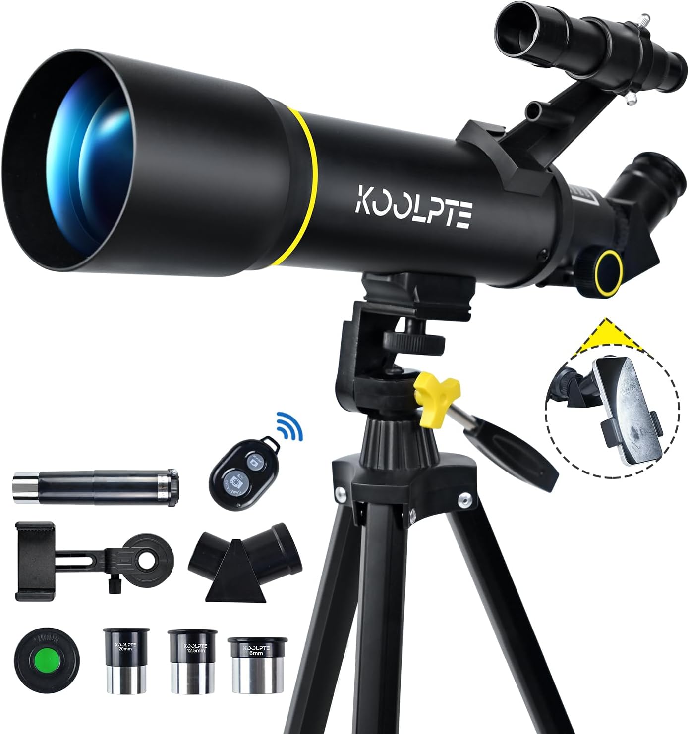 Koolpte 70mm Refracting Telescope with AZ Mount and Remote Control