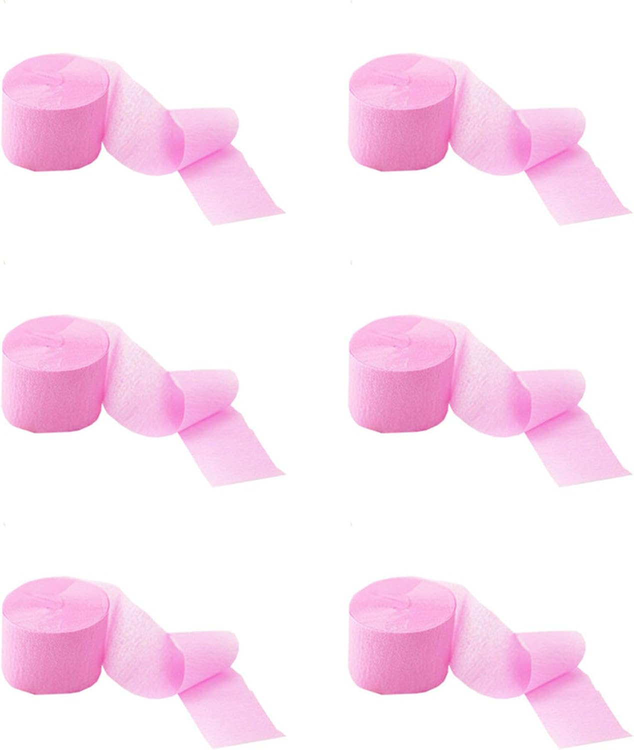 YYaaloa Crepe Paper Streamers 6 Rolls 492ft Light Pink