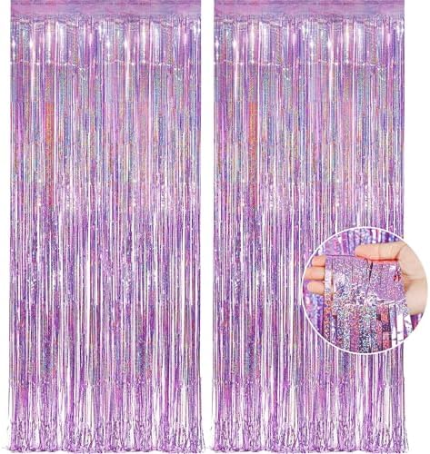 Pink Tinsel Curtain Streamers for Girls Party - 2 Pack
