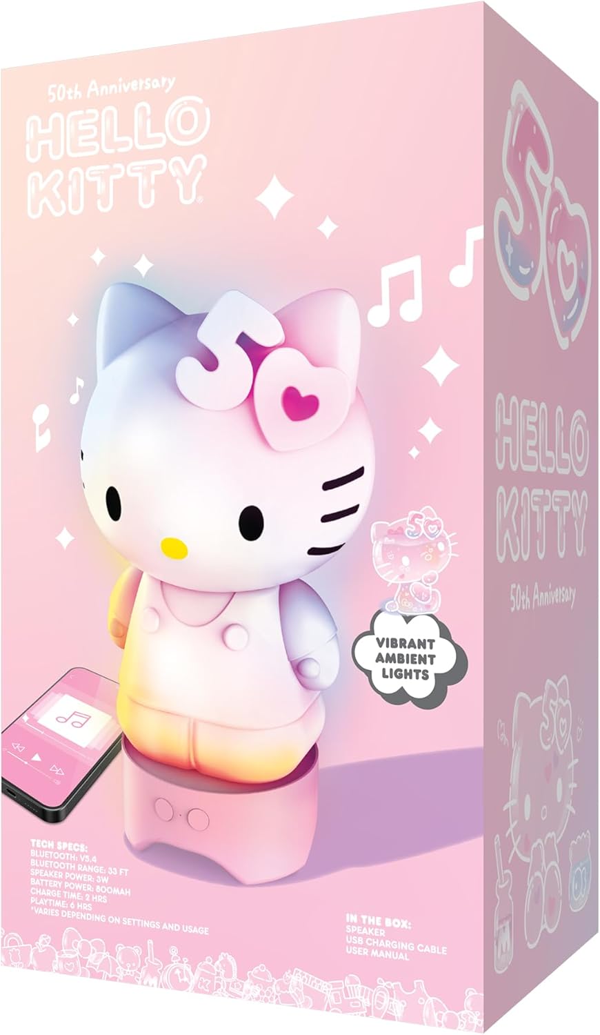 Hello Kitty 50th Anniversary Bluetooth Speaker with LED Lights