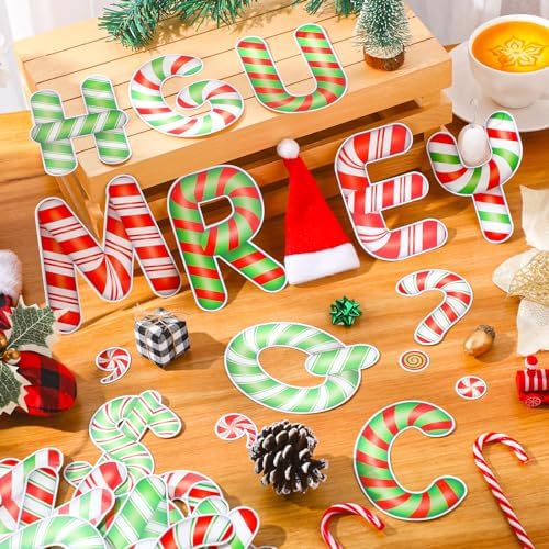 Faccito 176 Pcs Candy Cane Letters Christmas Decor Set