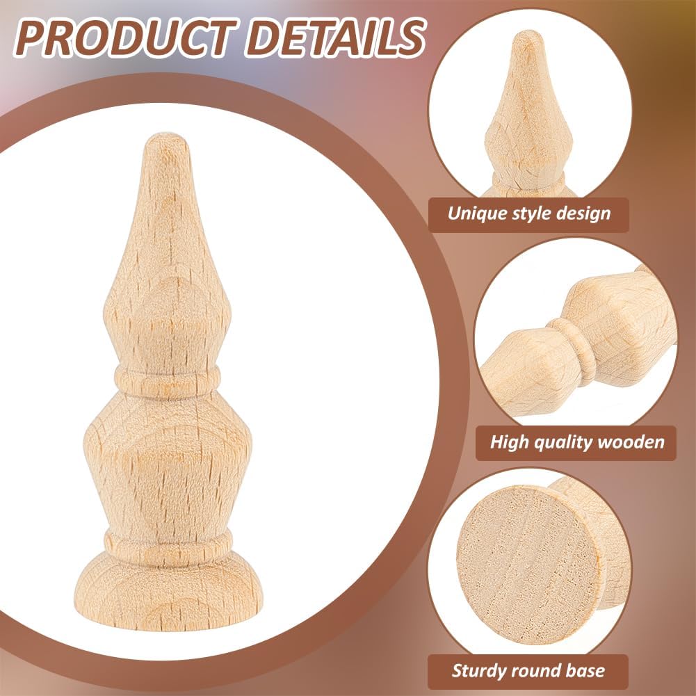 BENECREAT 2Pcs Unfinished Beech Wood Finials
