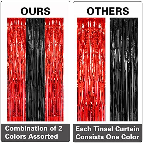 2 Pack Black and Red Foil Curtain Party Decorations