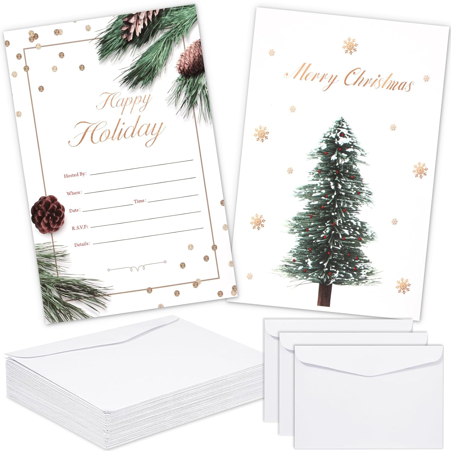 30 Pack Christmas Invitations with Envelopes