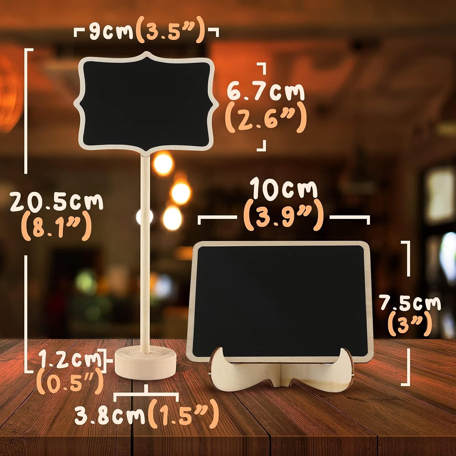 Mini Chalkboard Signs 30 Pack with Wooden Stand
