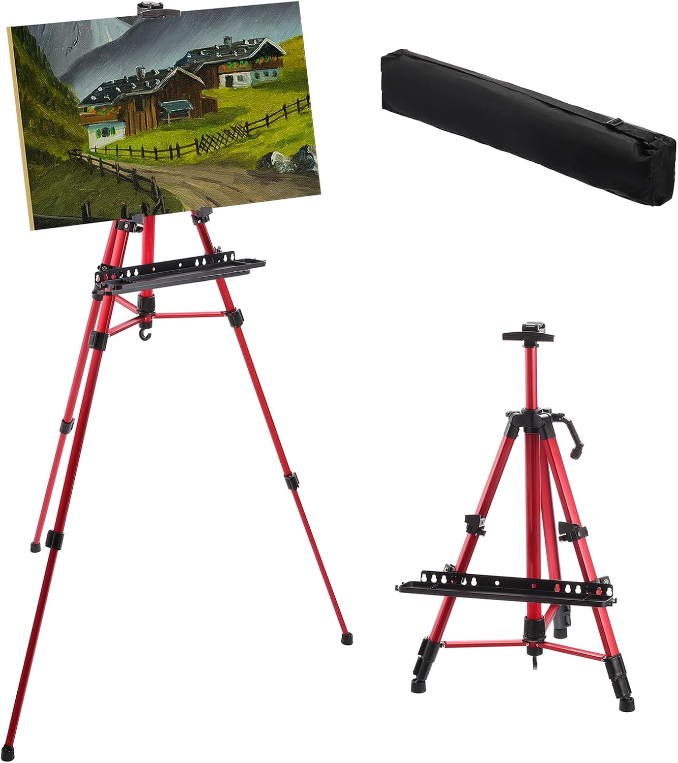 PATIKIL Artist Easel Stand Red Adjustable Height