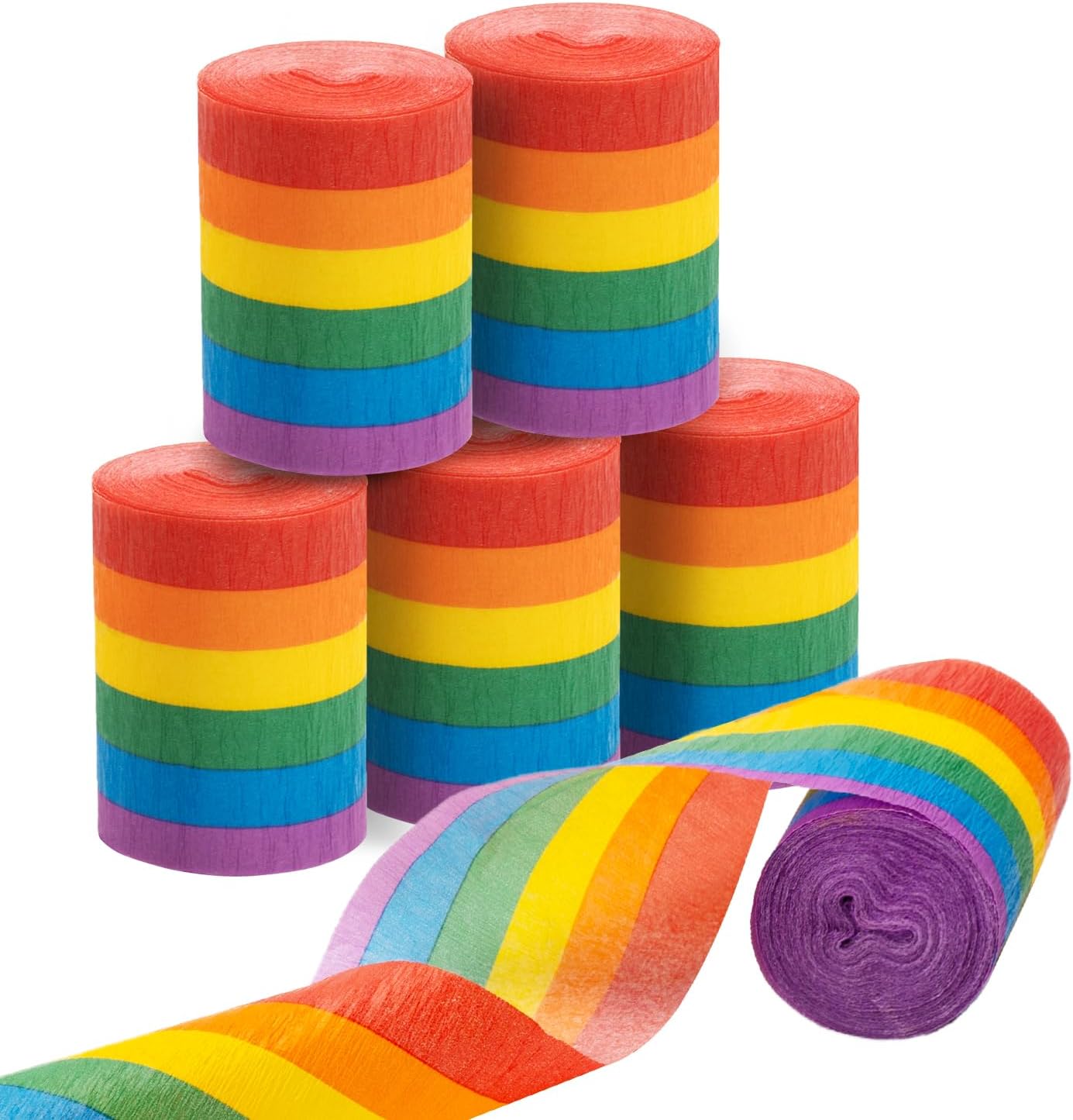 6 Rolls Rainbow Crepe Paper Streamers for Party Decorations