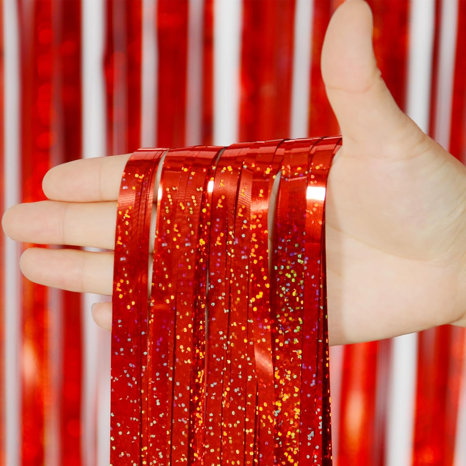 Foil Fringe Curtains 3 Pack Red Streamers Party Decor