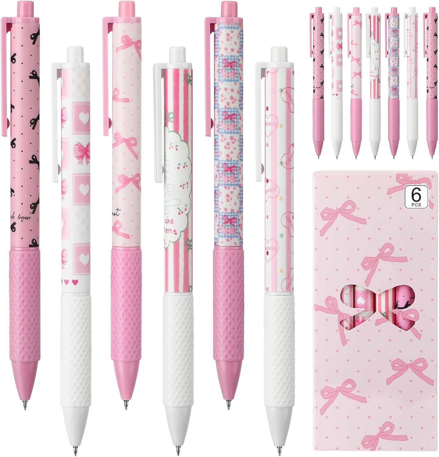 12 Pcs Coquette Bow Pens Pink Girly Set