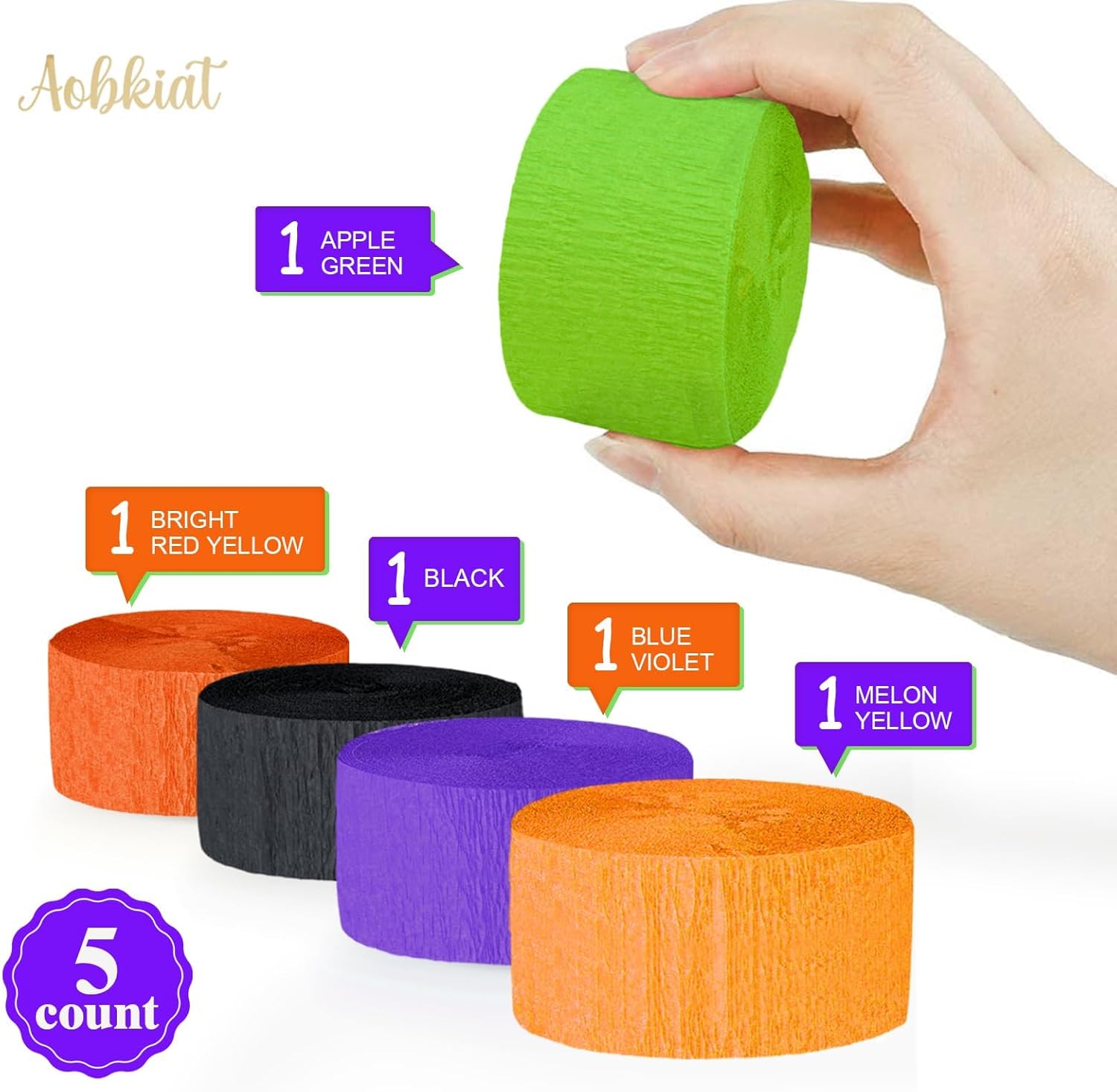 AOBKIAT Halloween Crepe Paper Streamers 5 Rolls