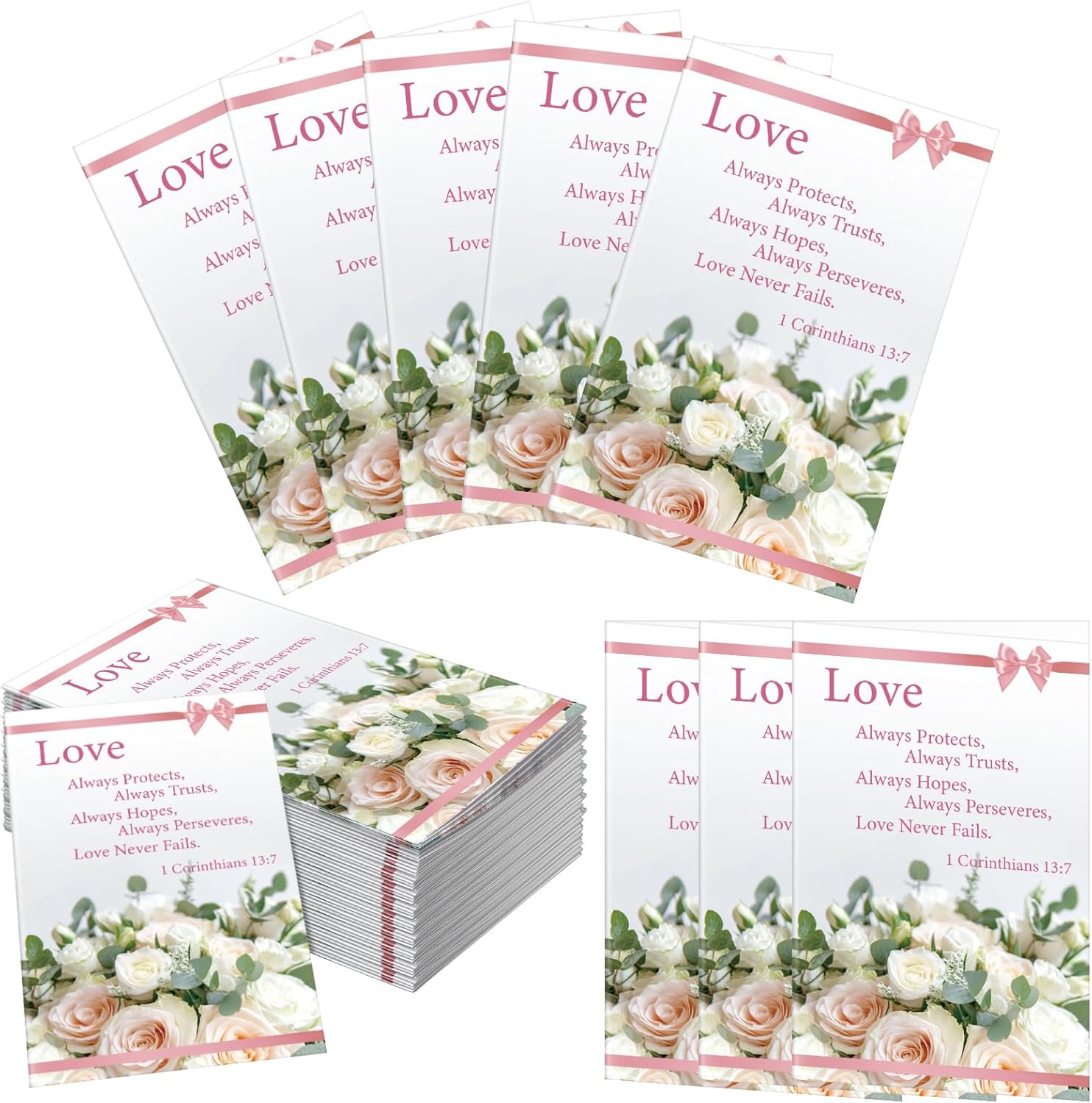 100 Pcs Wedding Church Bulletins Love Always Protects Ceremony Program Cover