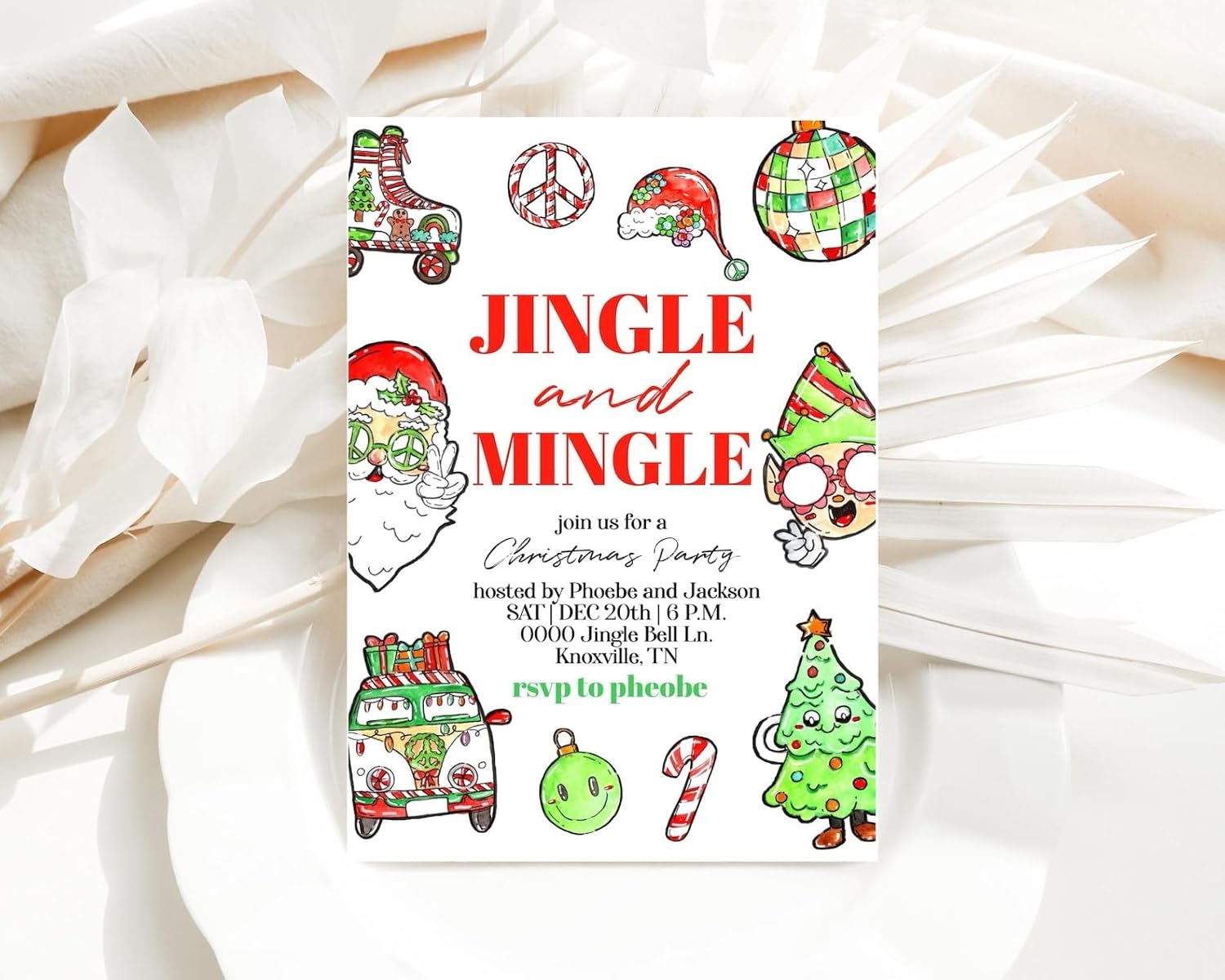 Editable Jingle And Mingle Christmas Party Invitation Template 1