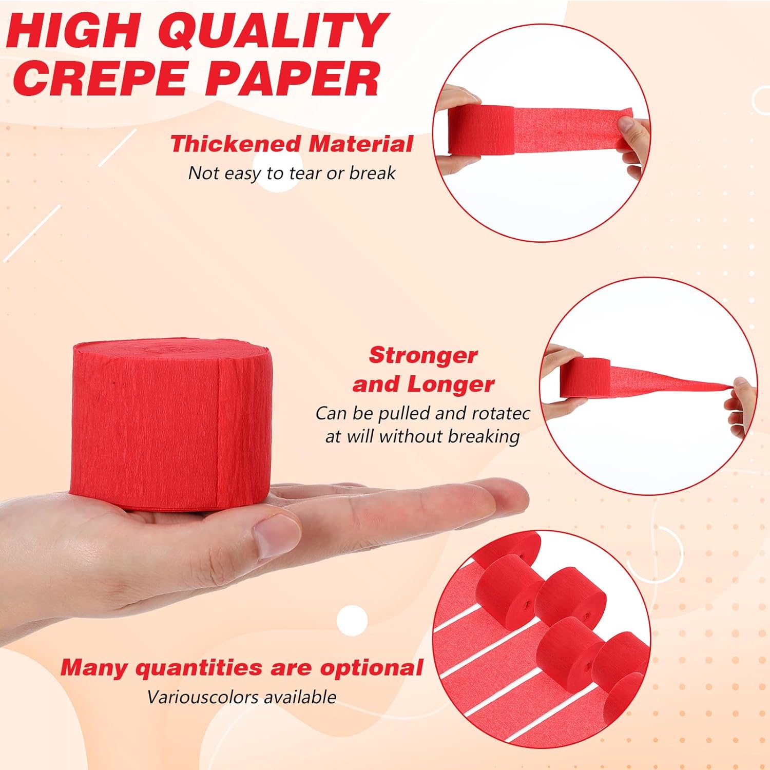 Cobee Crepe Paper Streamers 6 Rolls Red