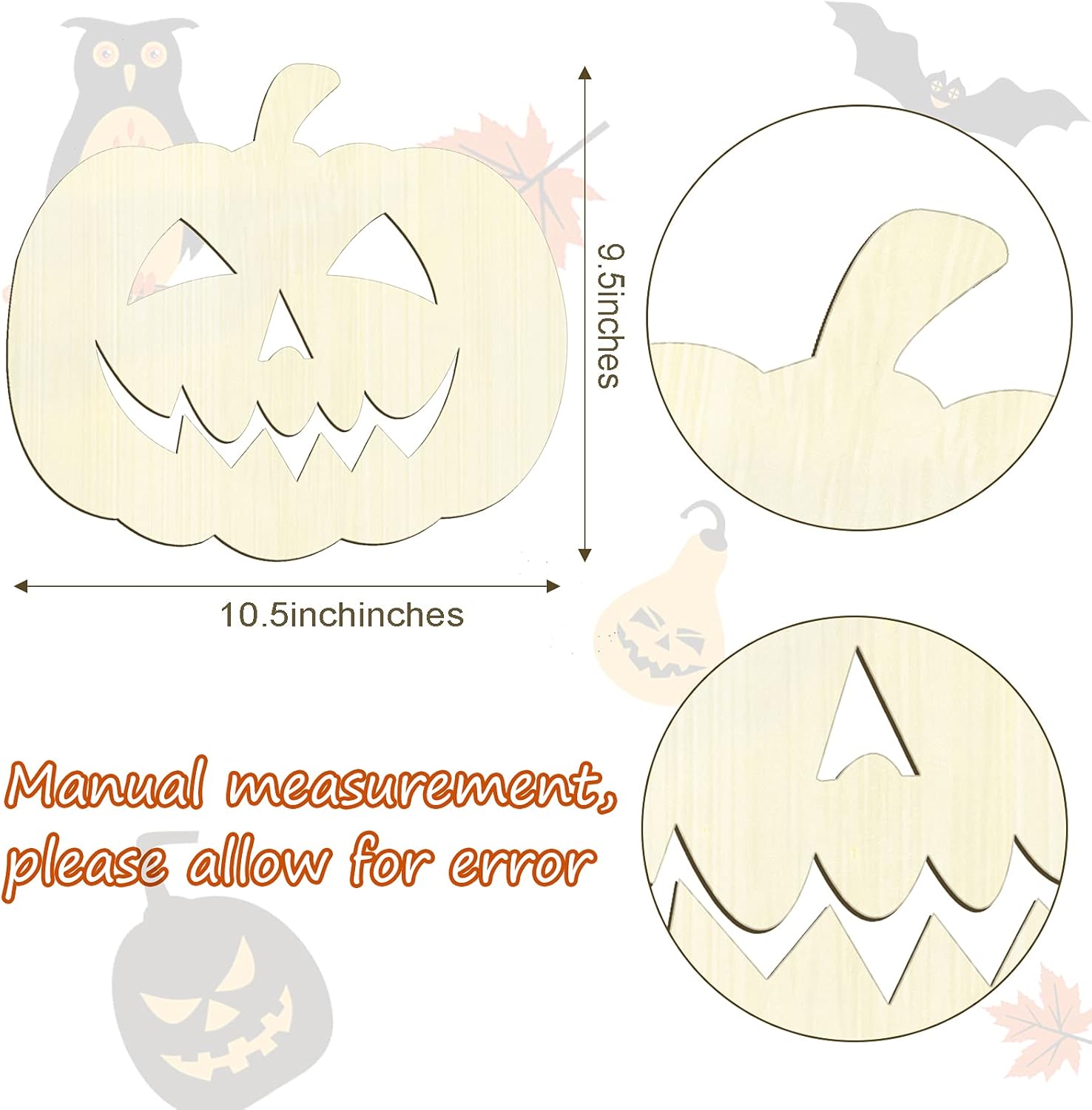 6 Halloween Unfinished Wooden Pumpkins for DIY Crafts