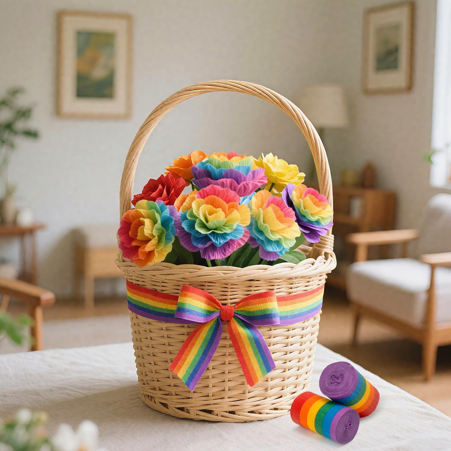 6 Rolls Rainbow Crepe Paper Streamers for Party Decorations