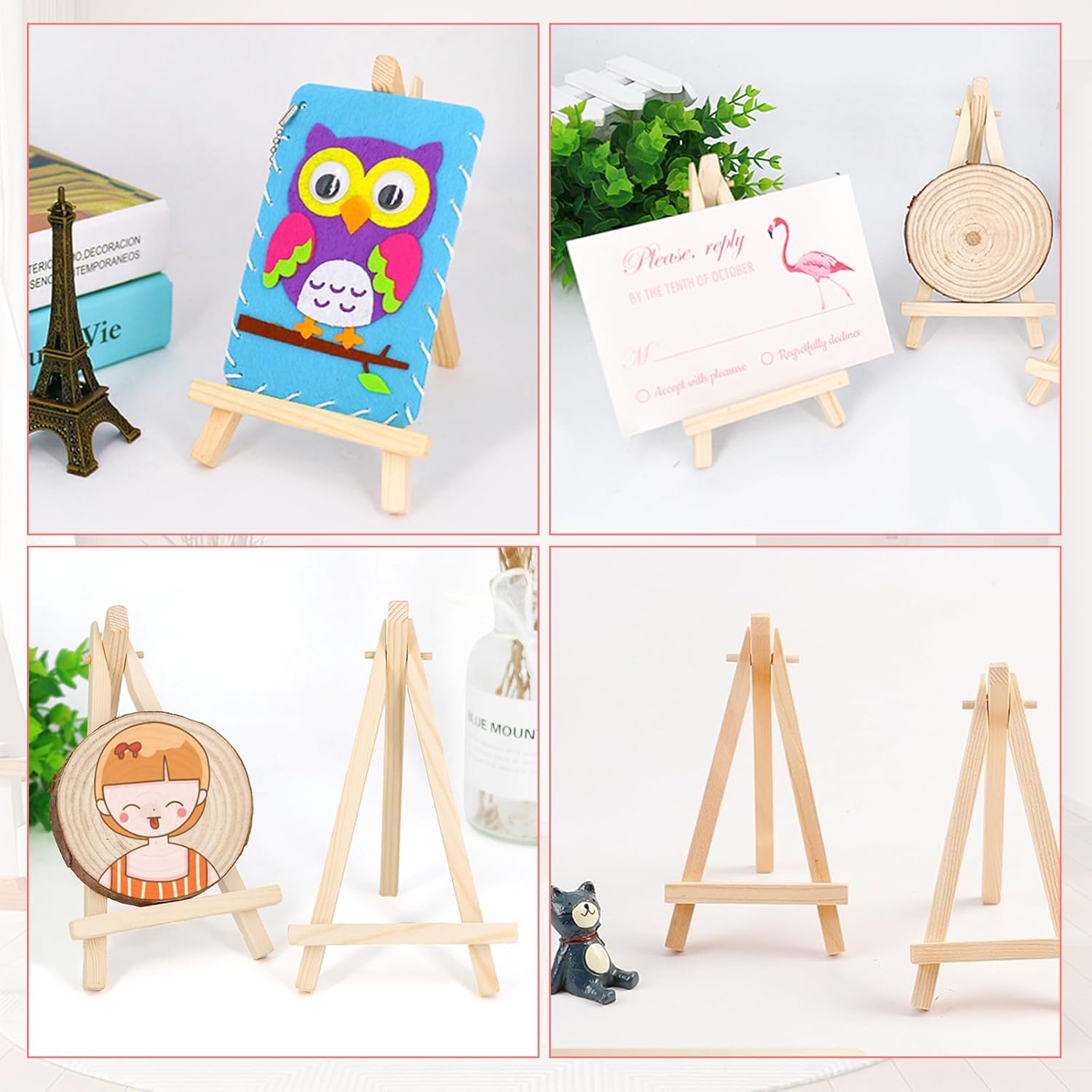 60 Pcs Mini Wooden Easel Stand for Art Displays