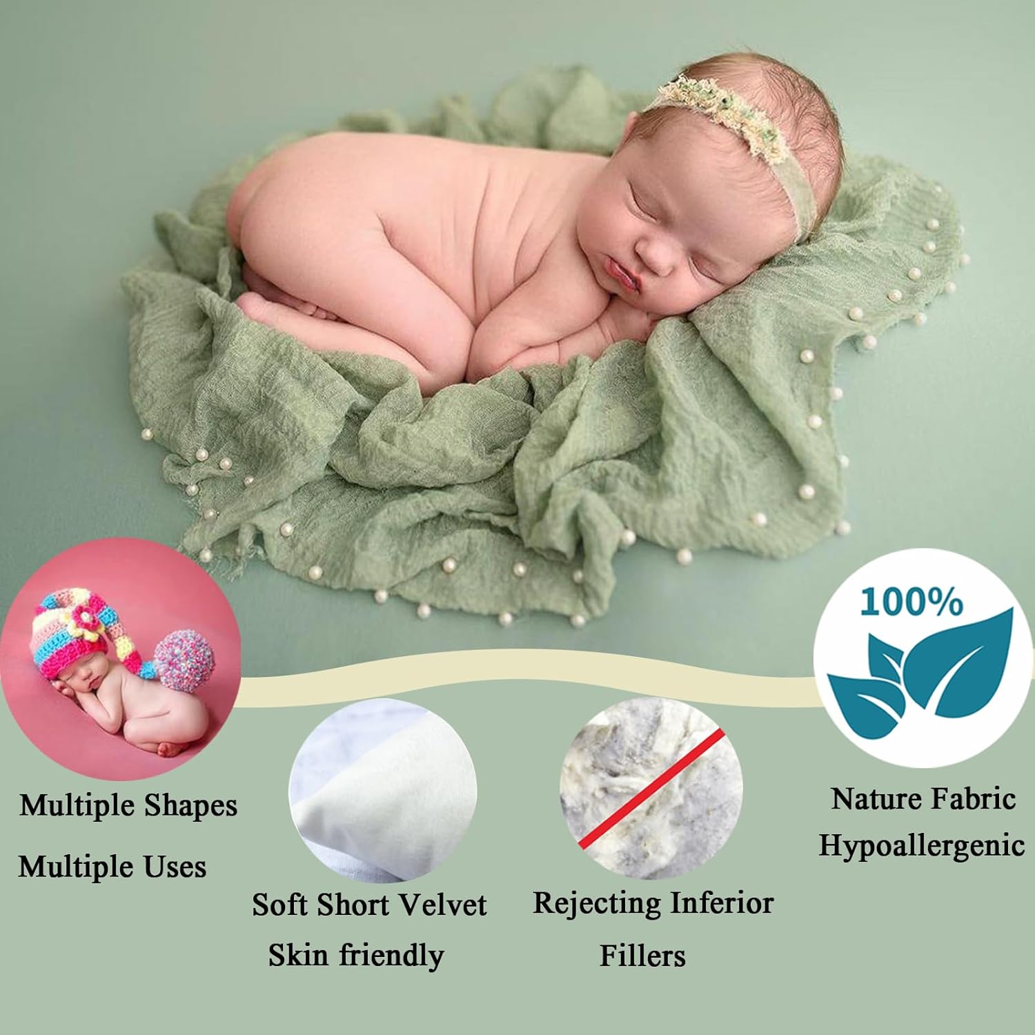 4PC Newborn Photo Props Set for 0-3 Months Babies