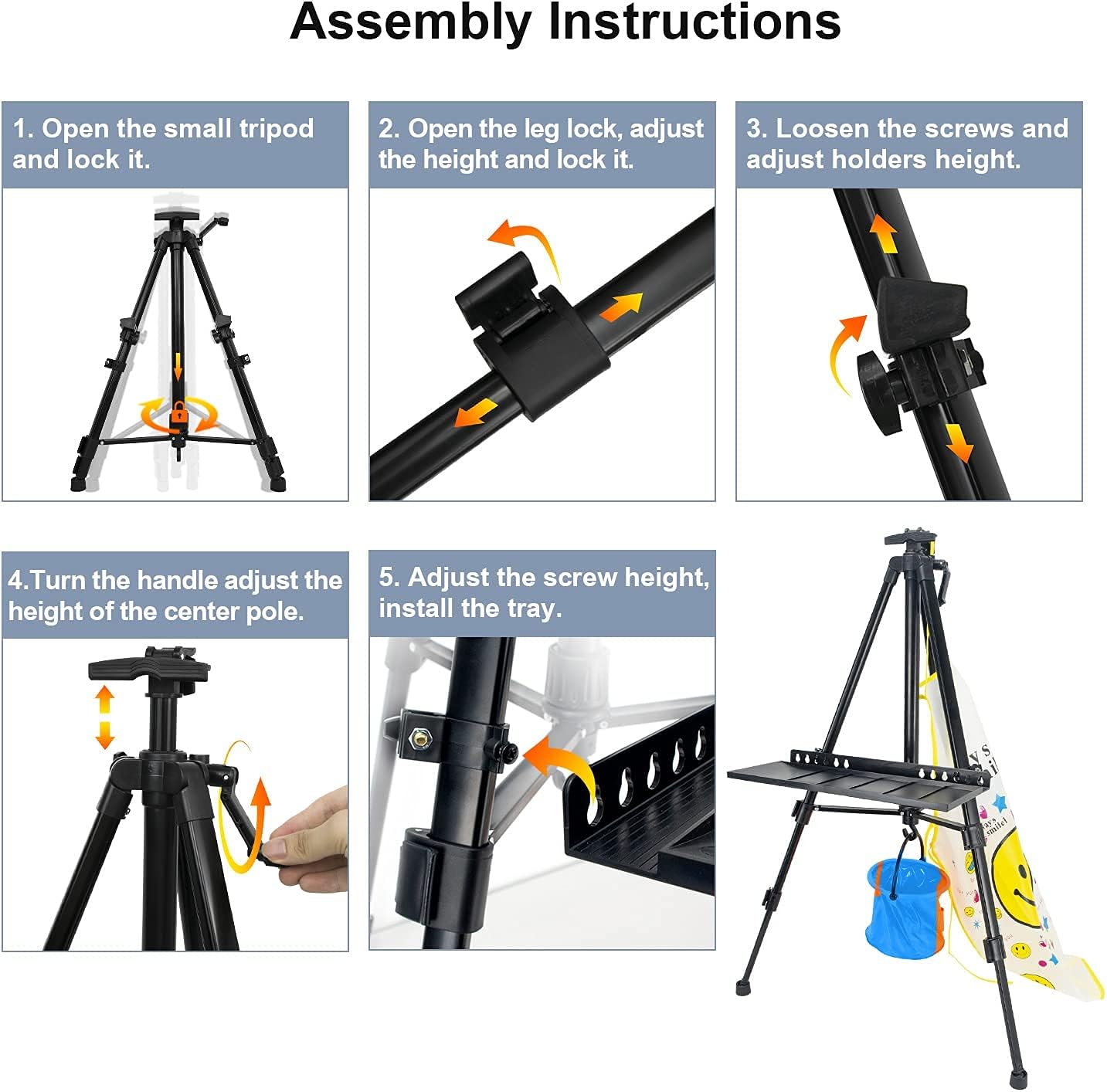 Adjustable Artist Easel Stand with Tray and Carry Bag
