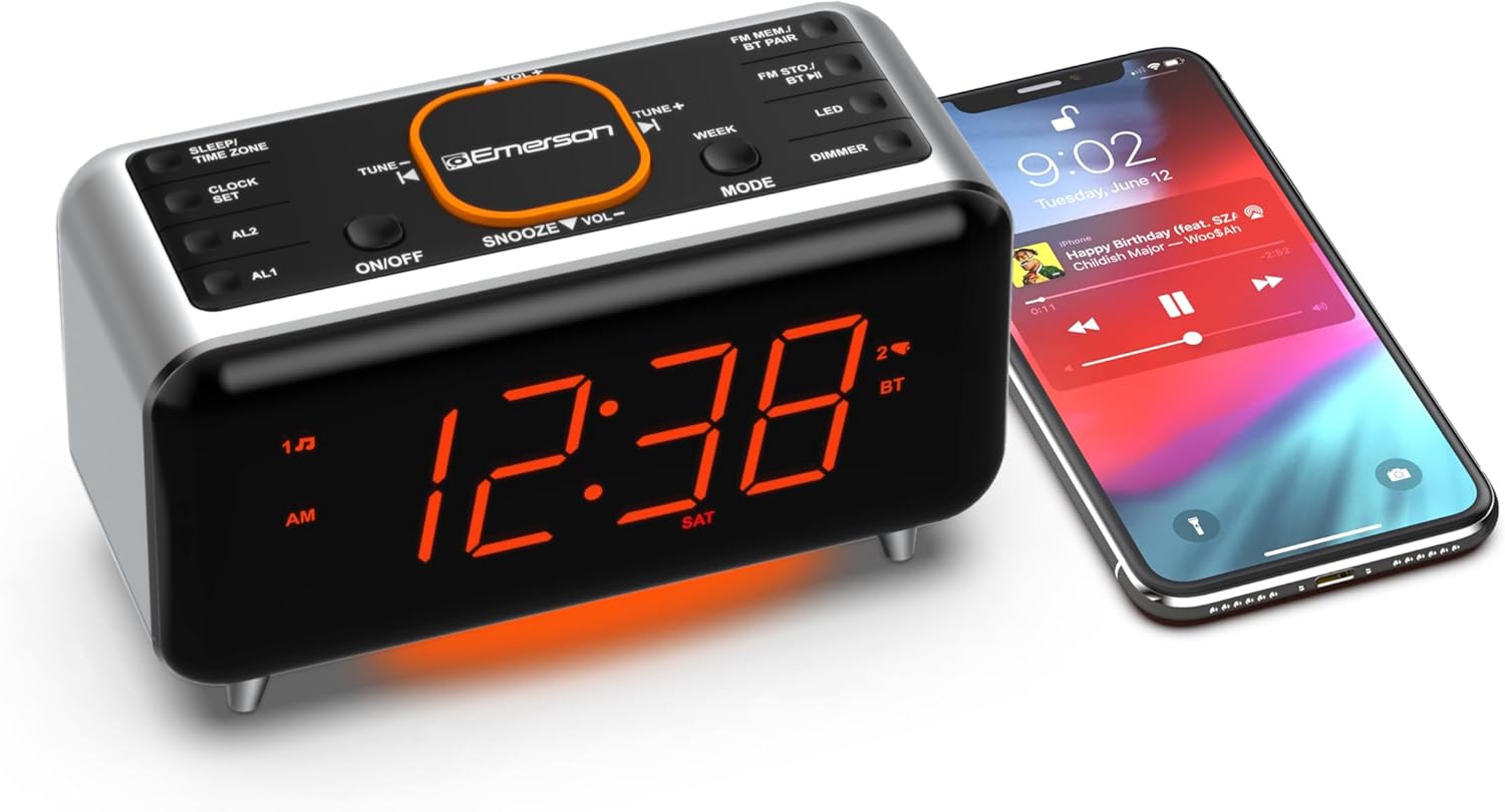 Emerson CKS1521 SmartSet Bluetooth Alarm Clock Radio