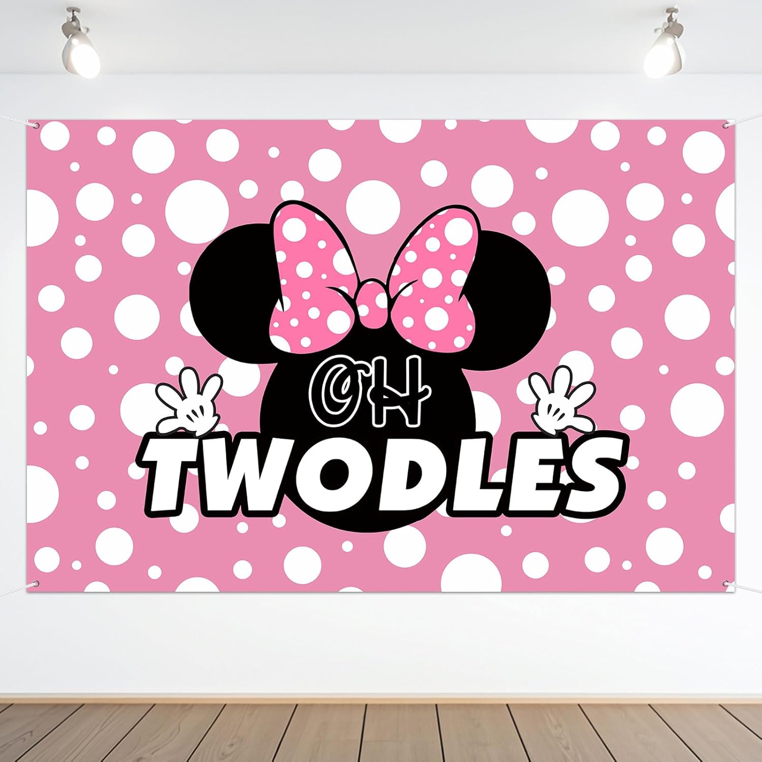 Oh Twodles Pink Cartoon Birthday Backdrop Banner