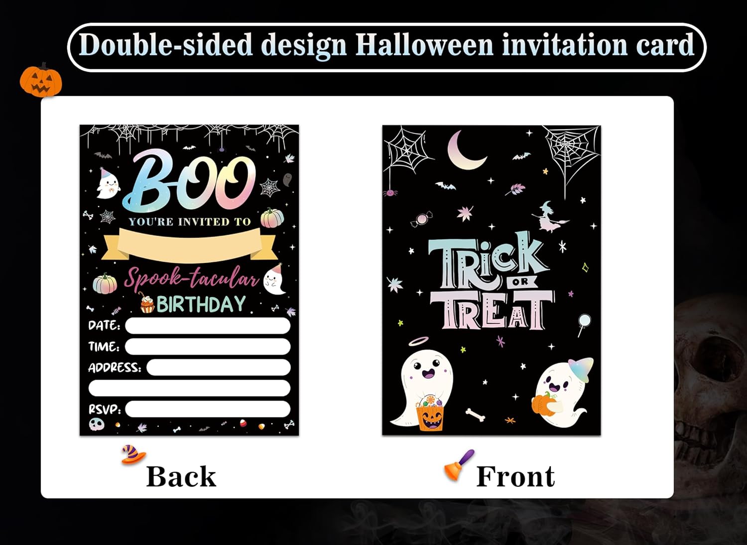 HEYINSHEN 20 Halloween Birthday Invitations with Envelopes