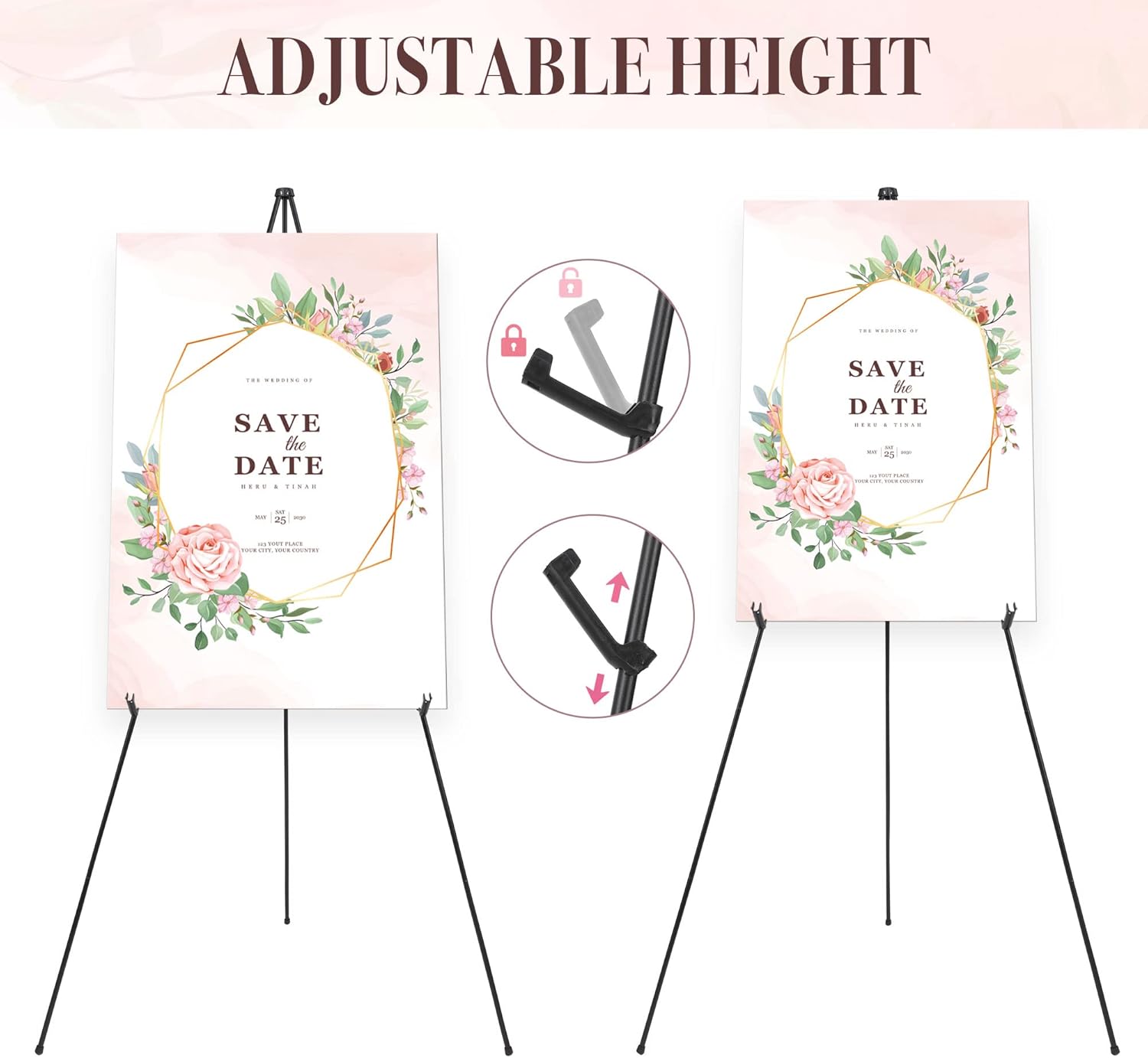 DDEAT 2 Pack Black Art Easel Stand for Wedding Signs and Posters