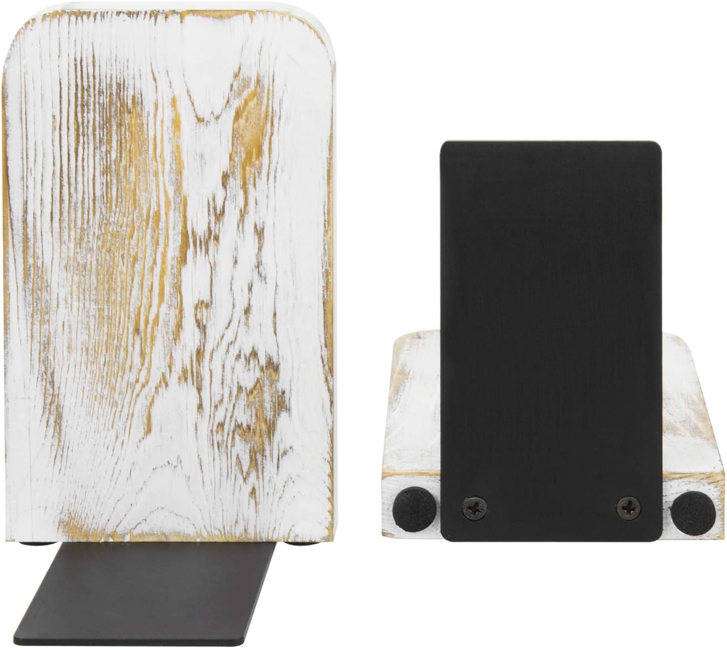 MyGift Whitewashed Wood Bookends 1 Pair