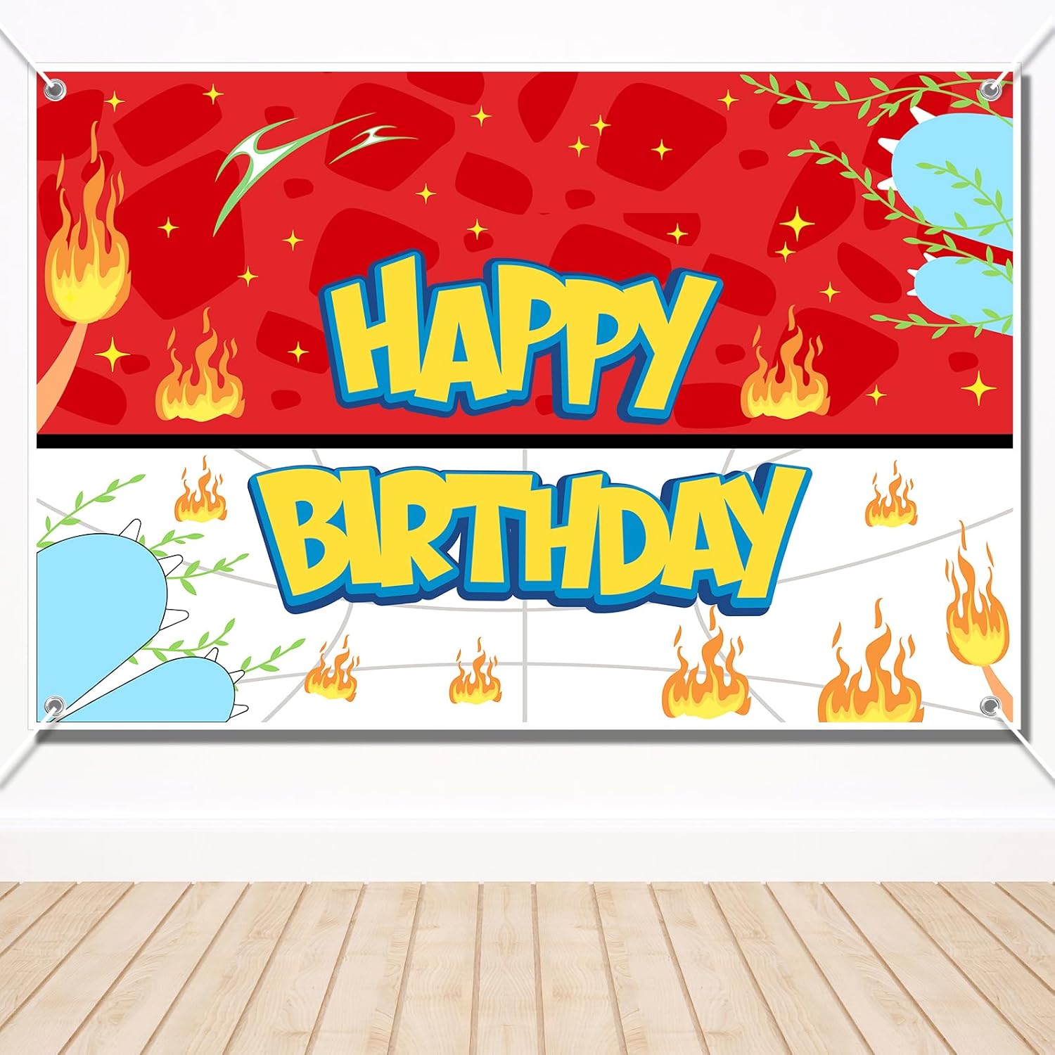 Happy Birthday Cartoon Backdrop for Kids 100x150cm Red White Blue Yellow