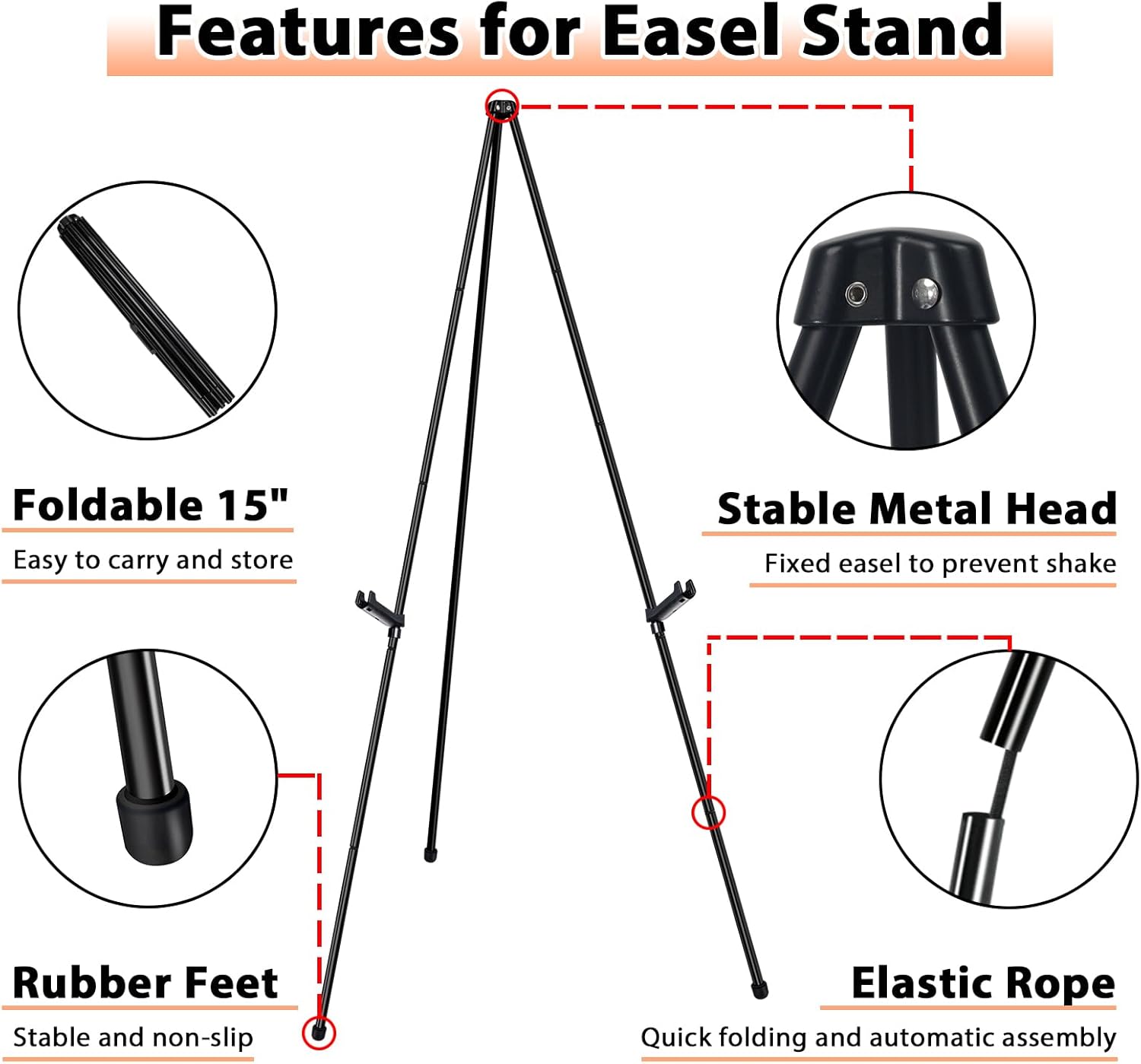 OUTNEE 63 Inch Foldable Easel Stand 2 Pack