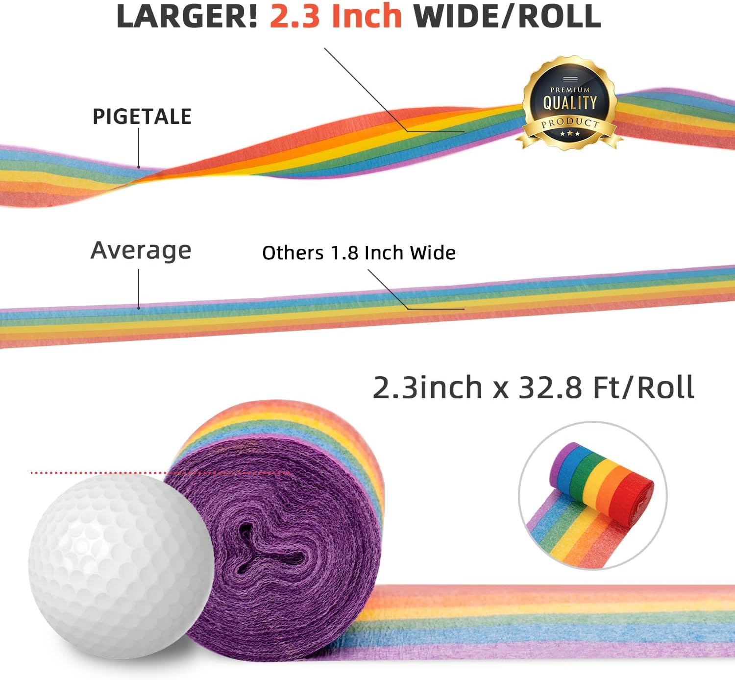 6 Rolls Rainbow Crepe Paper Streamers for Party Decorations