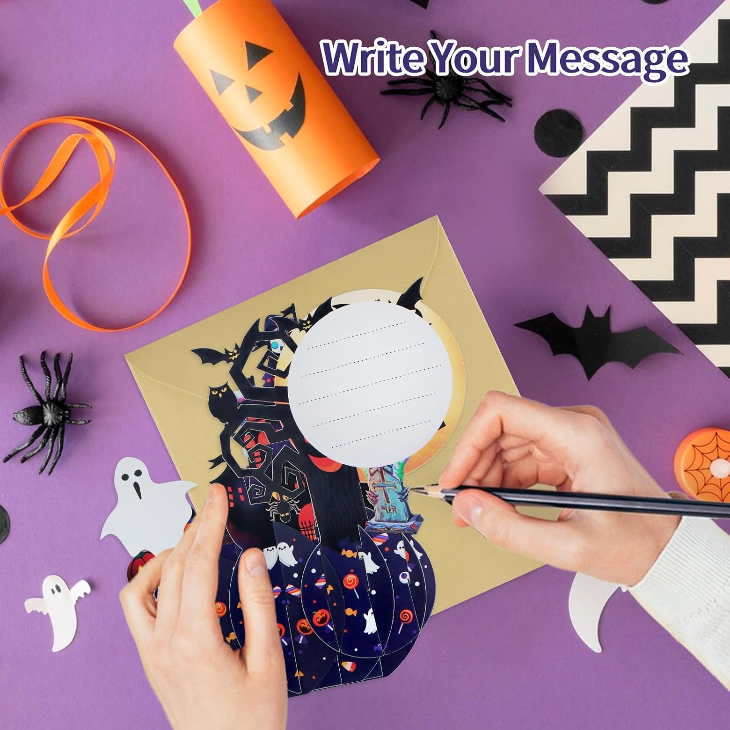 FaCraft Halloween Pop Up Cards 3D Handmade Greeting Cards with Envelope and Seals