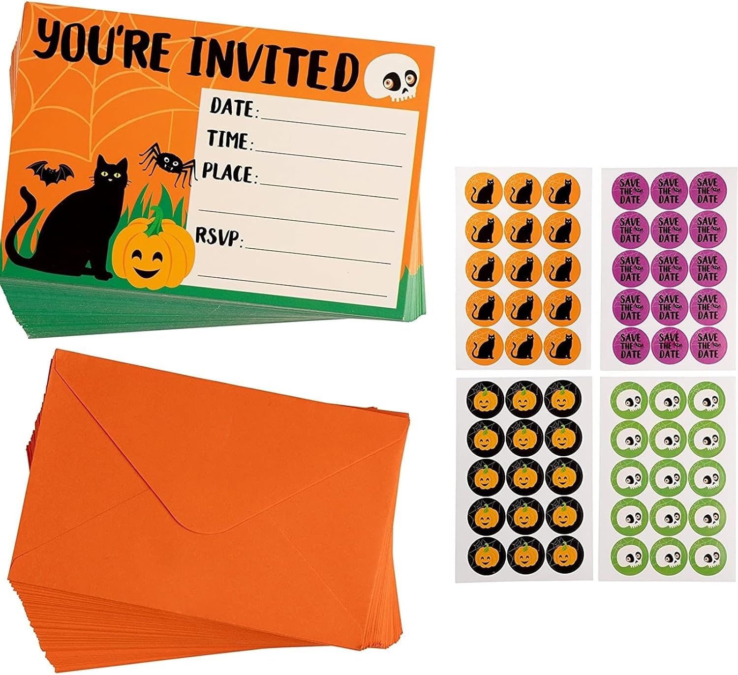 Juvale 60-Pack Halloween Invitation Cards with Envelopes and Seals