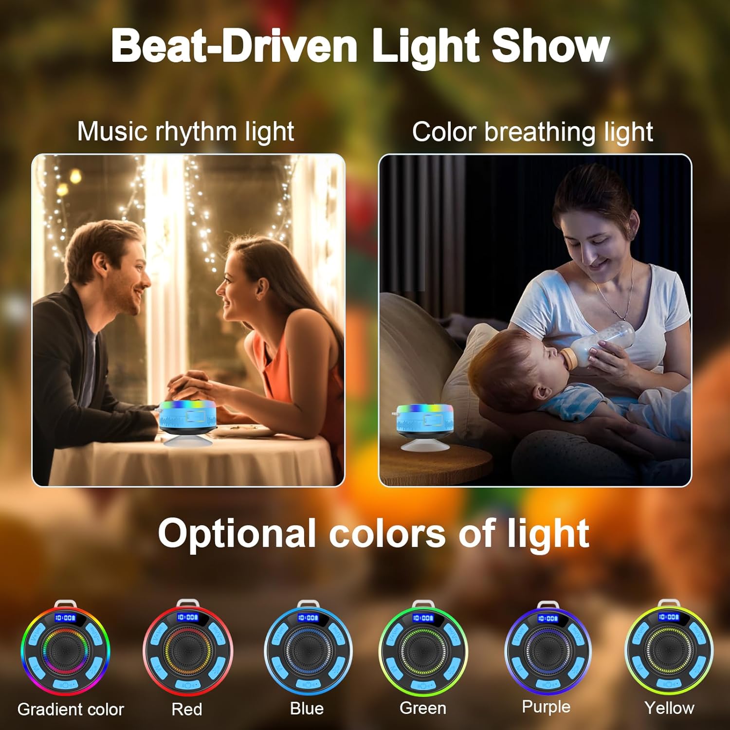 Bluetooth Shower Speaker with IP7 Waterproof and Suction Cup